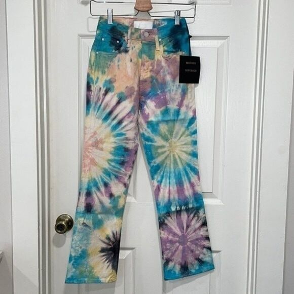 MOTHER The Tripper High Rise Crop Bootcut Tie-Dye Jeans Womens Size 24 - Picture 6 of 10